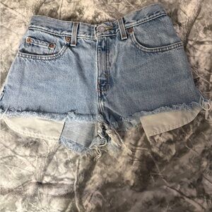 Levi's Light Blue Frayed Jean Shorts
